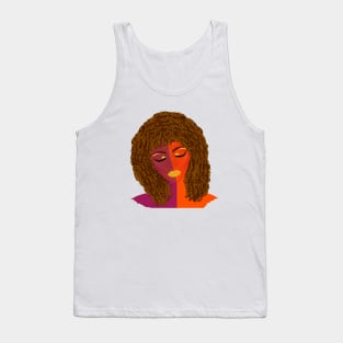 Purple and Orange Woman with Curly Natural Hair (White Background) Tank Top